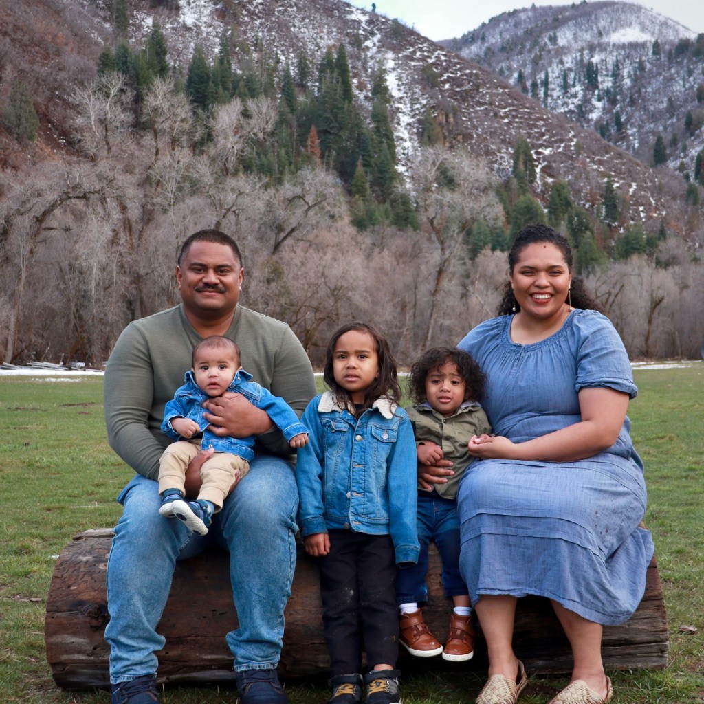 My wife, my three sons and I pose in front of Mount Timpanogos in Utah during our final days abroad before returning to Fiji.